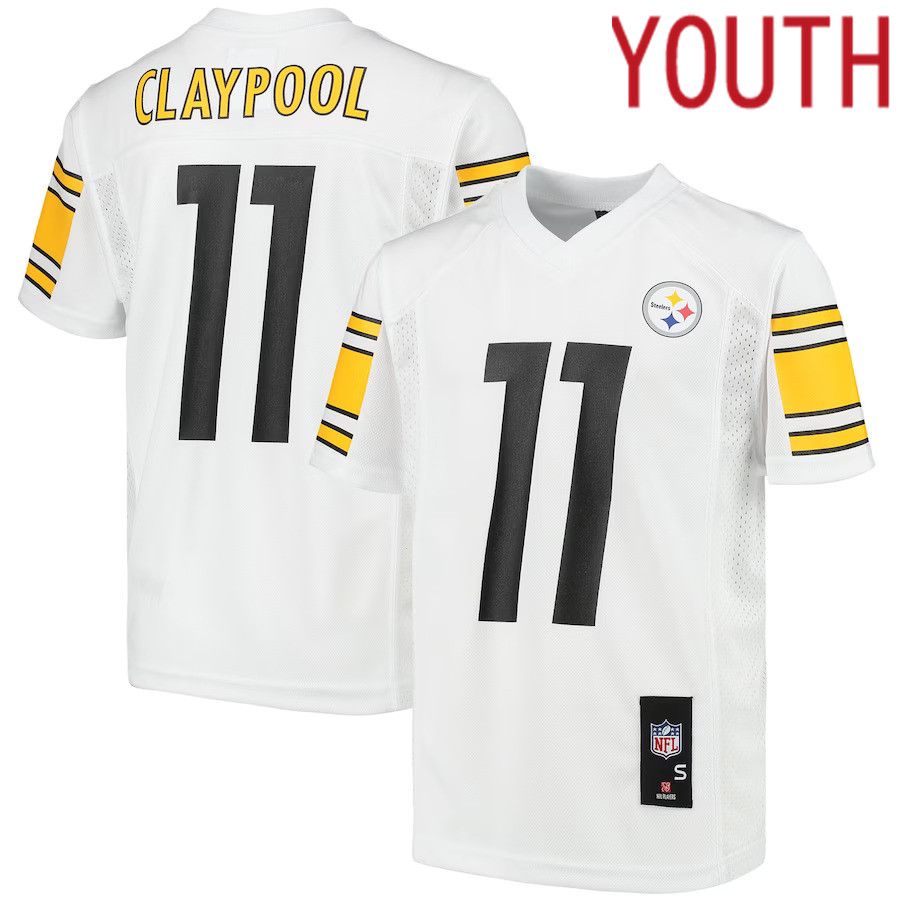 Youth Pittsburgh Steelers 11 Chase Claypool White Replica Player NFL Jersey